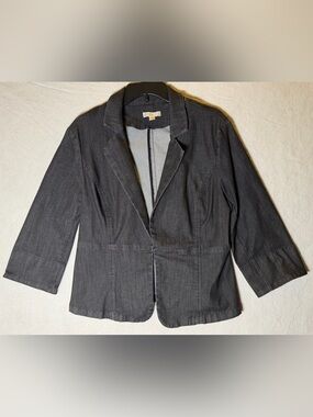 C. Est. 1946 Dark Grey Stretch Denim Blazer Jacket 3/4 Sleeve Size L
